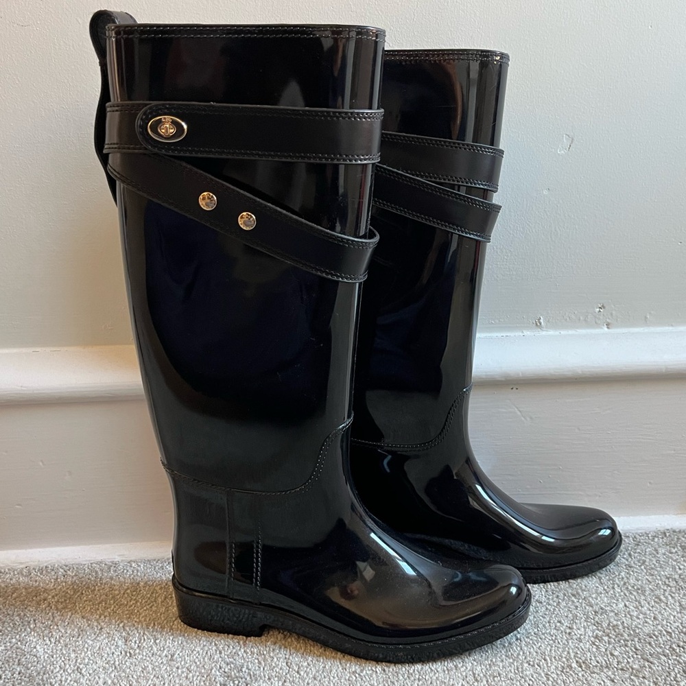 Coach black rain boots - size 8